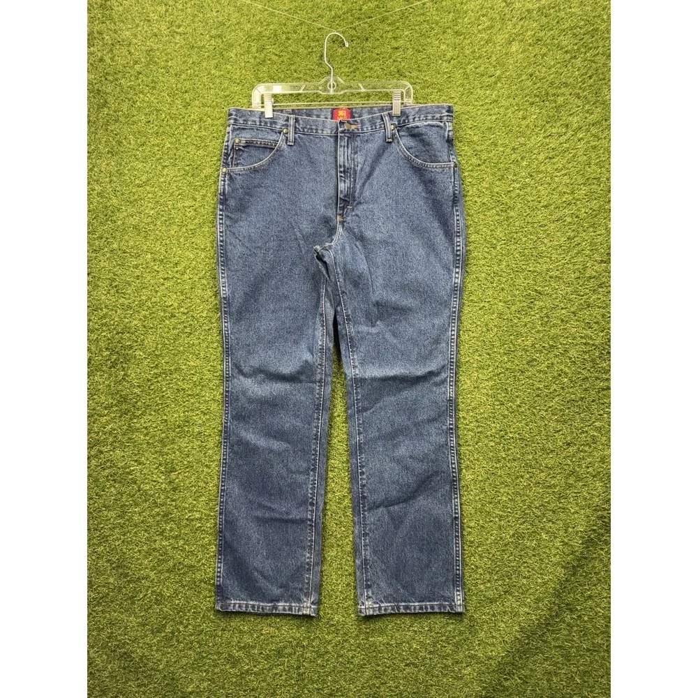 Wrangler Cowboy Cut MWZ Jeans Mens 38x32 Blue Denim Slim Fit Workwear NEW